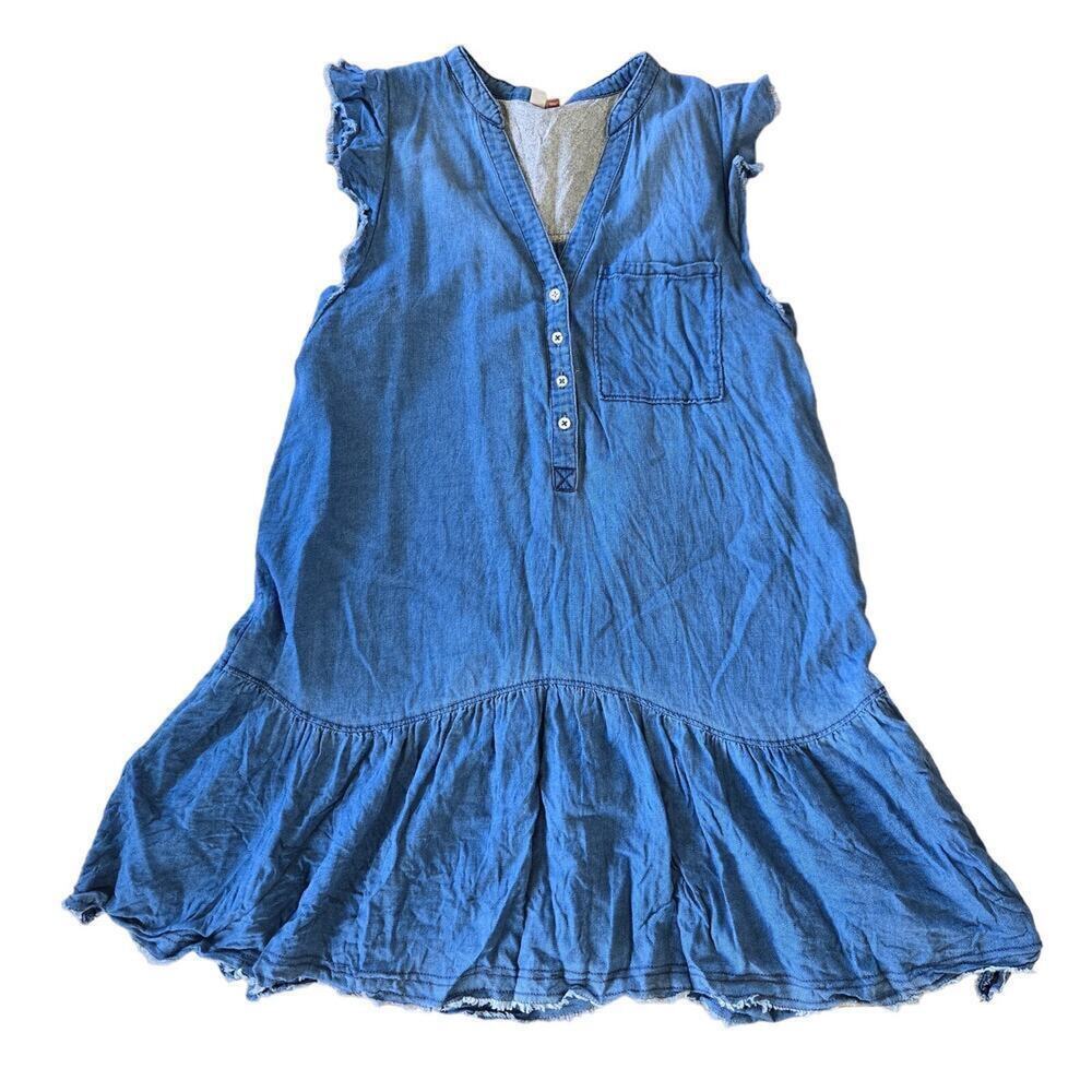 Anthropologie Pilcro Flounced Chambray Denim Mini Dress in Medium